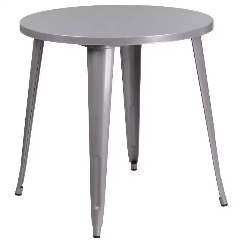 Flash Furniture Commercial Grade 30 Round Metal Indoor-Outdoor Table Set with 2 Cafe Chairs