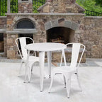 Flash Furniture Commercial Grade 30 Round Metal Indoor-Outdoor Table Set with 2 Cafe Chairs