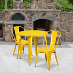 Flash Furniture Commercial Grade 30 Round Metal Indoor-Outdoor Table Set with 2 Cafe Chairs