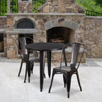 Flash Furniture Commercial Grade 30 Round Metal Indoor-Outdoor Table Set with 2 Cafe Chairs