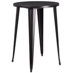Flash Furniture Commercial Grade 30 Round Metal Indoor-Outdoor Bar Table Set with 2 Square Seat Backless Stools