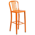 Flash Furniture Commercial Grade 30 Round Metal Indoor-Outdoor Bar Table Set with 2 Vertical Slat Back Stools