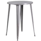 Flash Furniture Commercial Grade 30 Round Metal Indoor-Outdoor Bar Table Set with 2 Vertical Slat Back Stools