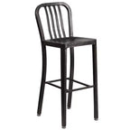 Flash Furniture Commercial Grade 30 Round Metal Indoor-Outdoor Bar Table Set with 2 Vertical Slat Back Stools