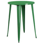 Flash Furniture Commercial Grade 30 Round Metal Indoor-Outdoor Bar Table Set with 2 Vertical Slat Back Stools