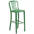 Flash Furniture Commercial Grade 30 Round Metal Indoor-Outdoor Bar Table Set with 2 Vertical Slat Back Stools