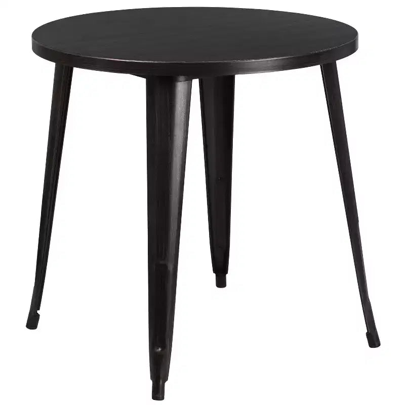Flash Furniture Ensemble de 4 chaises de café avec table ronde en métal de 76 cm de qualité commerciale pour intérieur/extérieur
