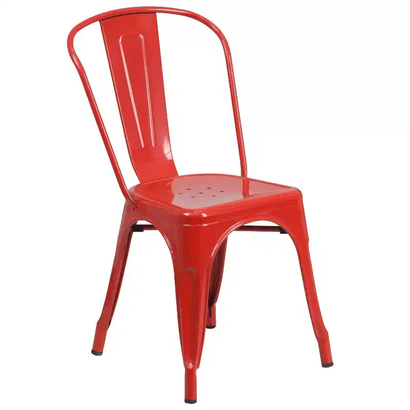 Flash Furniture Ensemble de 4 chaises de café avec table ronde en métal de 76 cm de qualité commerciale pour intérieur/extérieur