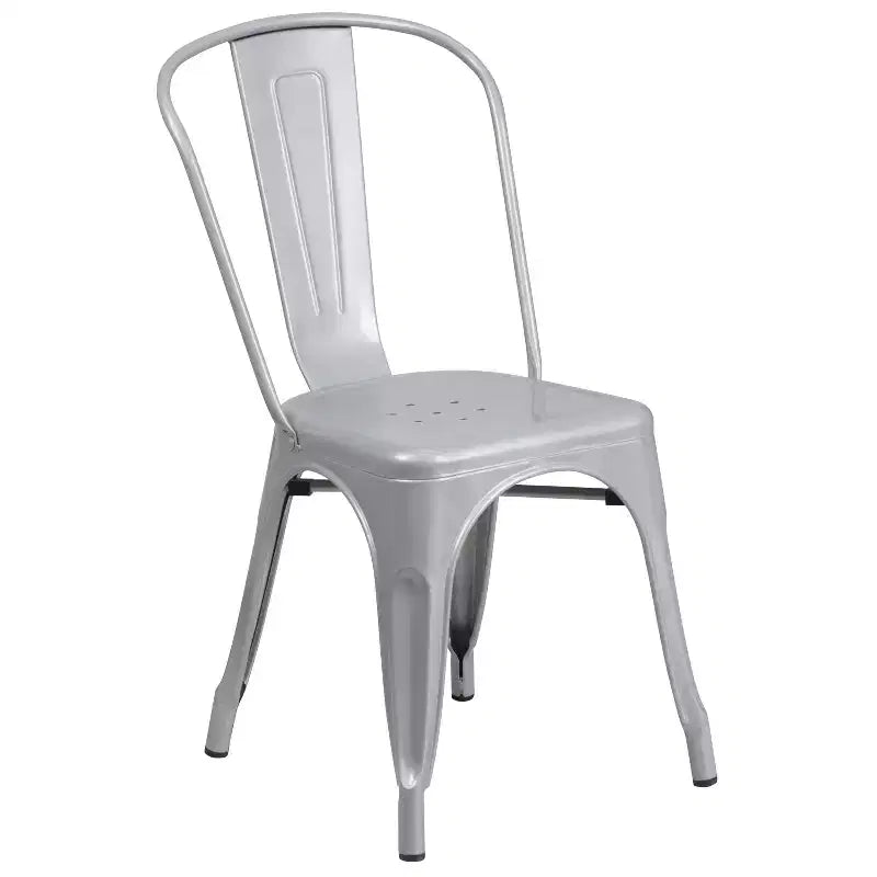 Flash Furniture Ensemble de 4 chaises de café avec table ronde en métal de 76 cm de qualité commerciale pour intérieur/extérieur