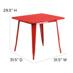 Ensemble table carrée métallique 80 cm qualité commerciale Flash Furniture avec 4 chaises empilables pour intérieur/extérieur
