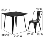 Ensemble table carrée métallique 80 cm qualité commerciale Flash Furniture avec 4 chaises empilables pour intérieur/extérieur