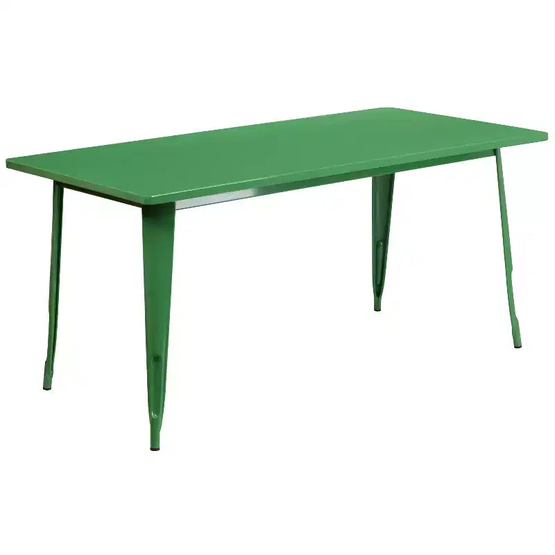 Flash Furniture Commercial Grade Ensemble de Table Rectangulaire en Métal 31,5 x 63 cm pour Intérieur-Extérieur avec 6 Chaises Empilables