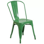 Flash Furniture Commercial Grade Ensemble de Table Rectangulaire en Métal 31,5 x 63 cm pour Intérieur-Extérieur avec 6 Chaises Empilables