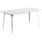 Flash Furniture Commercial Grade Ensemble de Table Rectangulaire en Métal 31,5 x 63 cm pour Intérieur-Extérieur avec 6 Chaises Empilables