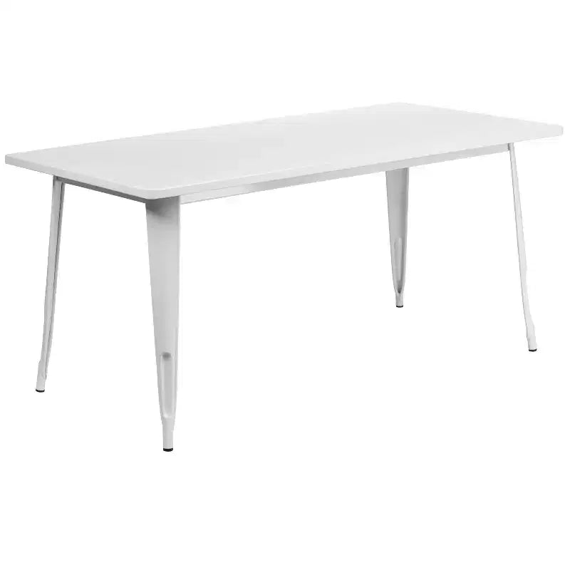 Flash Furniture Commercial Grade Ensemble de Table Rectangulaire en Métal 31,5 x 63 cm pour Intérieur-Extérieur avec 6 Chaises Empilables