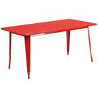 Flash Furniture Commercial Grade Ensemble de Table Rectangulaire en Métal 31,5 x 63 cm pour Intérieur-Extérieur avec 6 Chaises Empilables