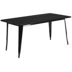 Flash Furniture Commercial Grade Ensemble de Table Rectangulaire en Métal 31,5 x 63 cm pour Intérieur-Extérieur avec 6 Chaises Empilables