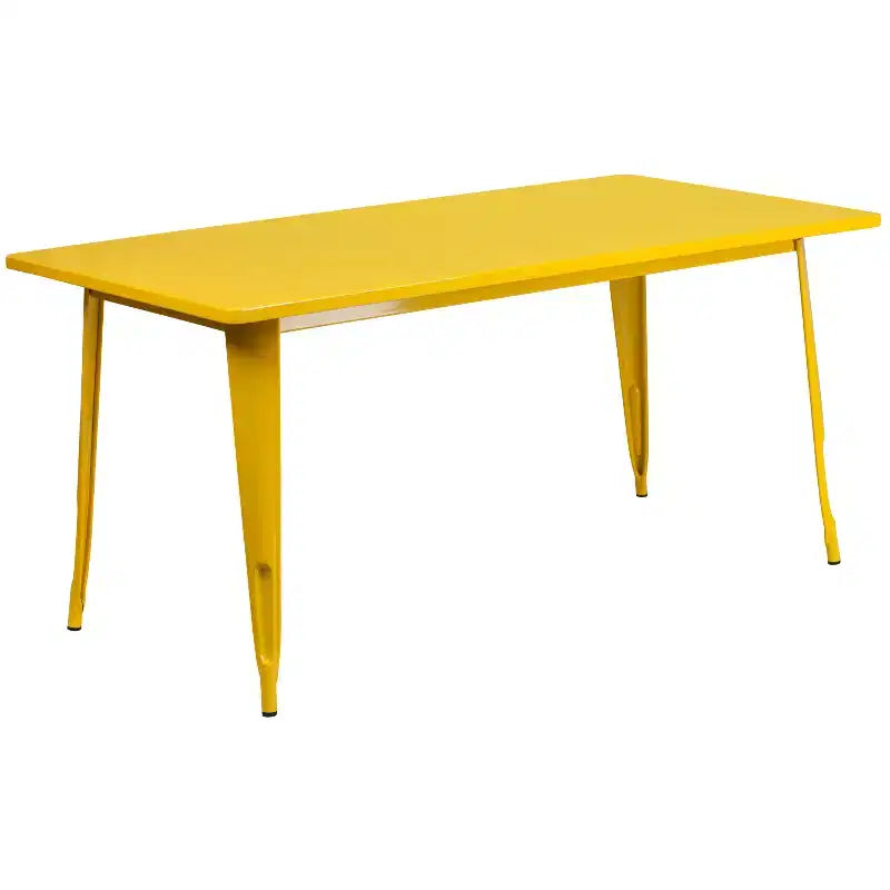 Flash Furniture Commercial Grade 31.5 x 63 Rectangular Metal Indoor-Outdoor Table Set with 6 Arm Chairs