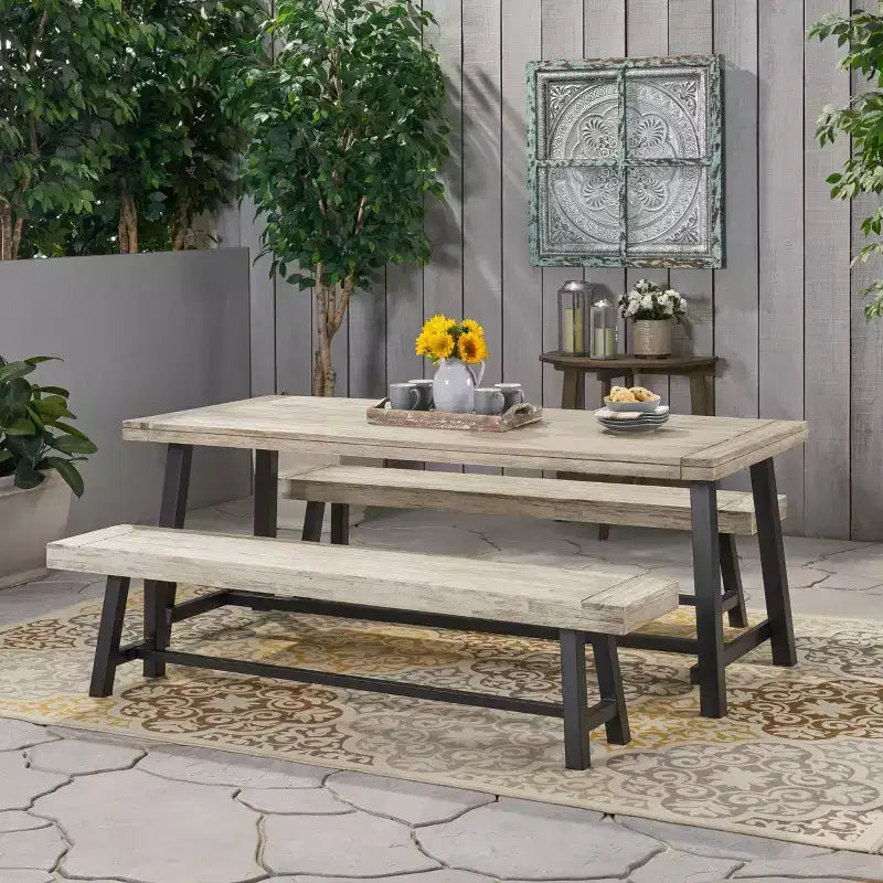 Ensemble repas pique-nique 3 pièces en bois d'acacia Carlisle - Christopher Knight Home