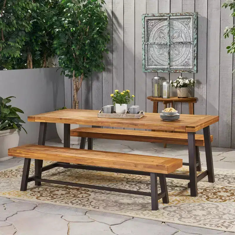 Ensemble repas pique-nique 3 pièces en bois d'acacia Carlisle - Christopher Knight Home