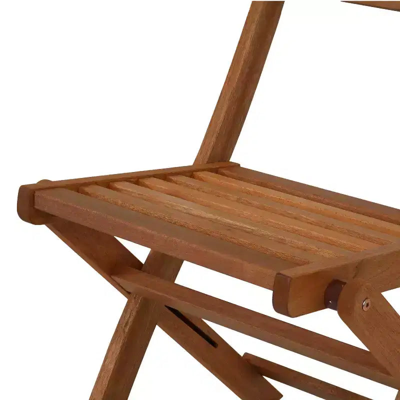 Sunnydaze Outdoor Meranti Wood with Teak Oil Finish Folding Patio Dining Table and Chairs - Brown - 5pc