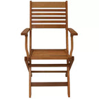 Sunnydaze Outdoor Meranti Wood with Teak Oil Finish Folding Patio Dining Table and Chairs - Brown - 5pc