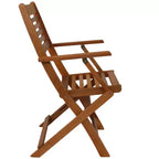 Sunnydaze Outdoor Meranti Wood with Teak Oil Finish Folding Patio Dining Table and Chairs - Brown - 5pc