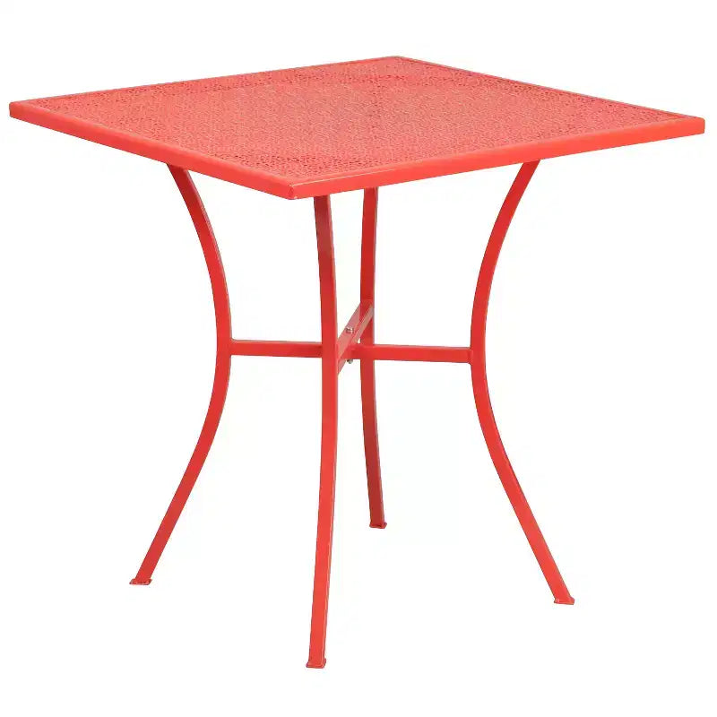 Flash Furniture Oia Commercial Grade 28 Square Indoor-Outdoor Steel Patio Table Set with 4 Round Back Chairs