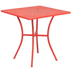 Flash Furniture Oia Commercial Grade 28 Square Indoor-Outdoor Steel Patio Table Set with 4 Round Back Chairs