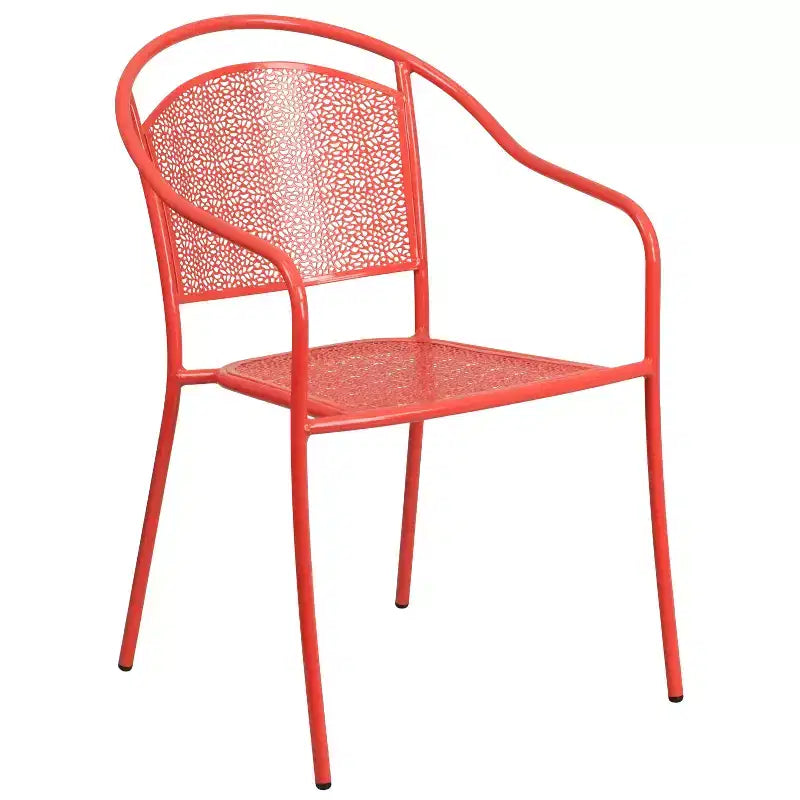 Flash Furniture Oia Commercial Grade 28 Square Indoor-Outdoor Steel Patio Table Set with 4 Round Back Chairs