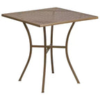 Flash Furniture Oia Commercial Grade 28 Square Indoor-Outdoor Steel Patio Table Set with 4 Round Back Chairs