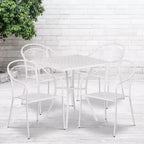Flash Furniture Oia Commercial Grade 28 Square Indoor-Outdoor Steel Patio Table Set with 4 Round Back Chairs