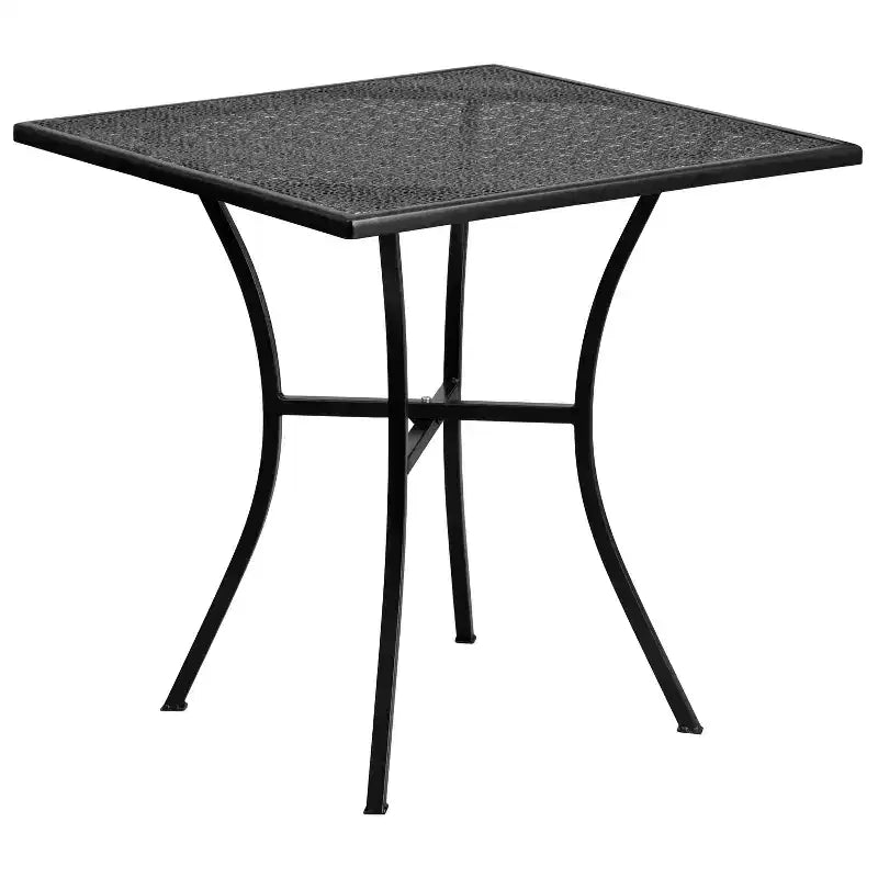 Flash Furniture Oia Commercial Grade 28 Square Indoor-Outdoor Steel Patio Table Set with 4 Round Back Chairs