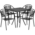 Flash Furniture Oia Commercial Grade 28 Square Indoor-Outdoor Steel Patio Table Set with 4 Round Back Chairs