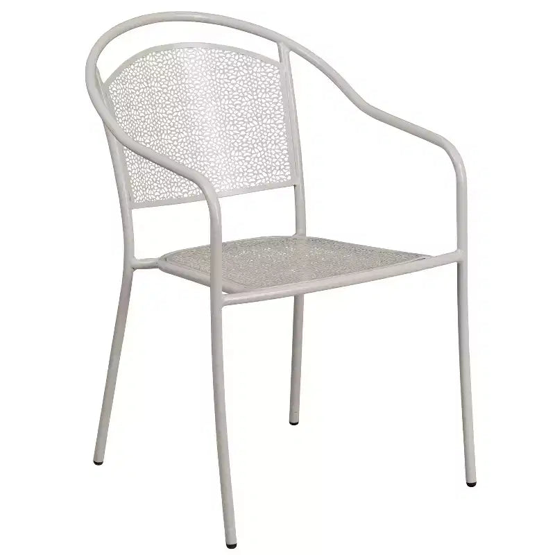 Flash Furniture Oia Ensemble de table de patio en acier rond de 35,25 po de qualité commerciale pour l'intérieur et l'extérieur avec 2 chaises à dossier rond