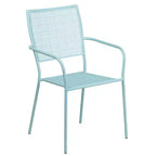 Ensemble de table de patio en acier ronde de 35,25 po de qualité commerciale Oia de Flash Furniture avec 2 chaises à dossier carré pour l'intérieur et l'extérieur
