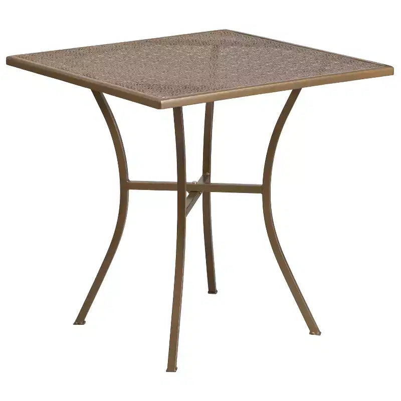 Flash Furniture Oia Ensemble de table de patio d'intérieur-extérieur carré en acier de qualité commerciale de 28 pouces avec 4 chaises à dossier carré