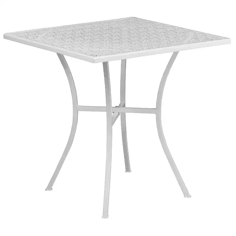 Flash Furniture Oia Ensemble de table de patio d'intérieur-extérieur carré en acier de qualité commerciale de 28 pouces avec 4 chaises à dossier carré