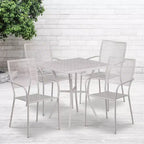 Flash Furniture Oia Ensemble de table de patio d'intérieur-extérieur carré en acier de qualité commerciale de 28 pouces avec 4 chaises à dossier carré
