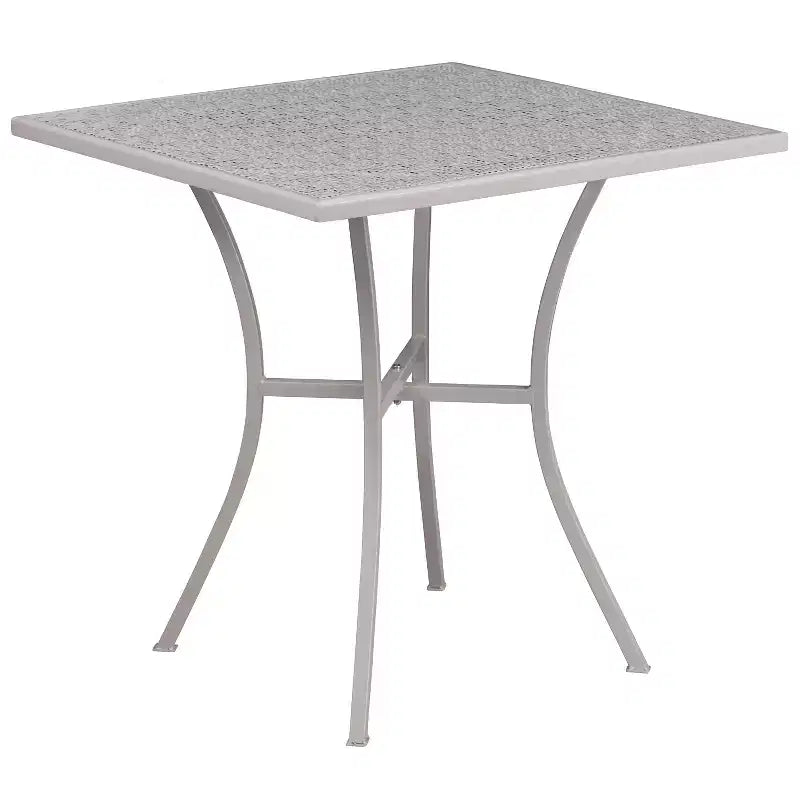 Flash Furniture Oia Ensemble de table de patio d'intérieur-extérieur carré en acier de qualité commerciale de 28 pouces avec 4 chaises à dossier carré