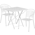 Flash Furniture Oia Commercial Grade 28 Square Indoor-Outdoor Steel Folding Patio Table Set with 2 Round Back Chairs