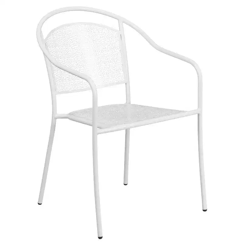 Flash Furniture Oia Ensemble de table pliante de terrasse en acier pour l'intérieur et l'extérieur, de qualité commerciale, 71 cm carré, avec 2 chaises à dossier rond
