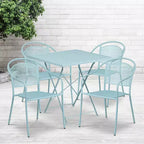 Ensemble de table de patio pliante carrée en acier de qualité commerciale 28 Oia de Flash Furniture avec 4 chaises à dossier rond pour l'intérieur et l'extérieur
