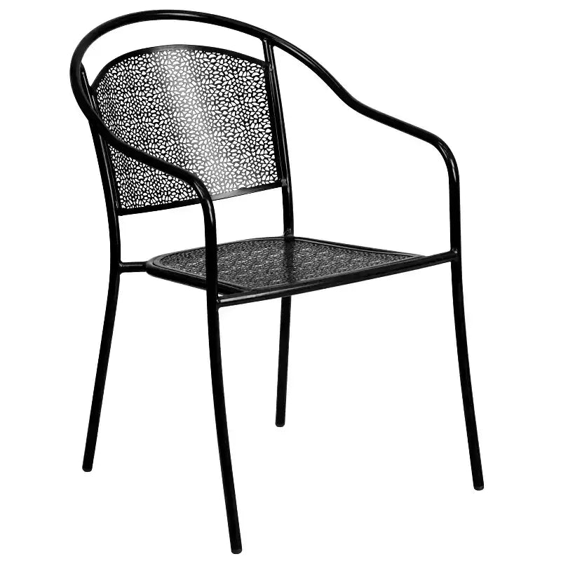Ensemble de table de patio pliante carrée en acier de qualité commerciale 28 Oia de Flash Furniture avec 4 chaises à dossier rond pour l'intérieur et l'extérieur