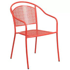 Ensemble table de patio en acier ronde Oia de qualité commerciale 35.25 et 4 chaises à dossier rond pour intérieur/extérieur Flash Furniture