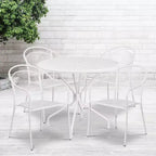 Ensemble table de patio en acier ronde Oia de qualité commerciale 35.25 et 4 chaises à dossier rond pour intérieur/extérieur Flash Furniture