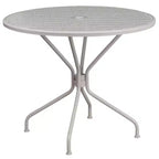 Ensemble table de patio en acier ronde Oia de qualité commerciale 35.25 et 4 chaises à dossier rond pour intérieur/extérieur Flash Furniture