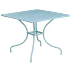 Flash Furniture Oia Ensemble de table de patio carrée en acier de 35,5 po de qualité commerciale pour l'intérieur et l'extérieur avec 4 chaises à dossier rond