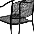 Flash Furniture Oia Ensemble de table de patio carrée en acier de 35,5 po de qualité commerciale pour l'intérieur et l'extérieur avec 4 chaises à dossier rond