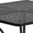 Flash Furniture Oia Ensemble de table de patio carrée en acier de 35,5 po de qualité commerciale pour l'intérieur et l'extérieur avec 4 chaises à dossier rond